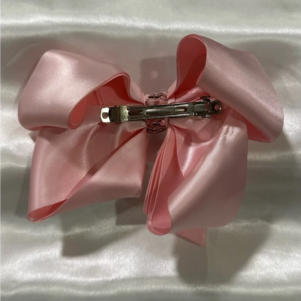 Large Pink Satin Hair Bow- bundle 2+ and save on Shipping